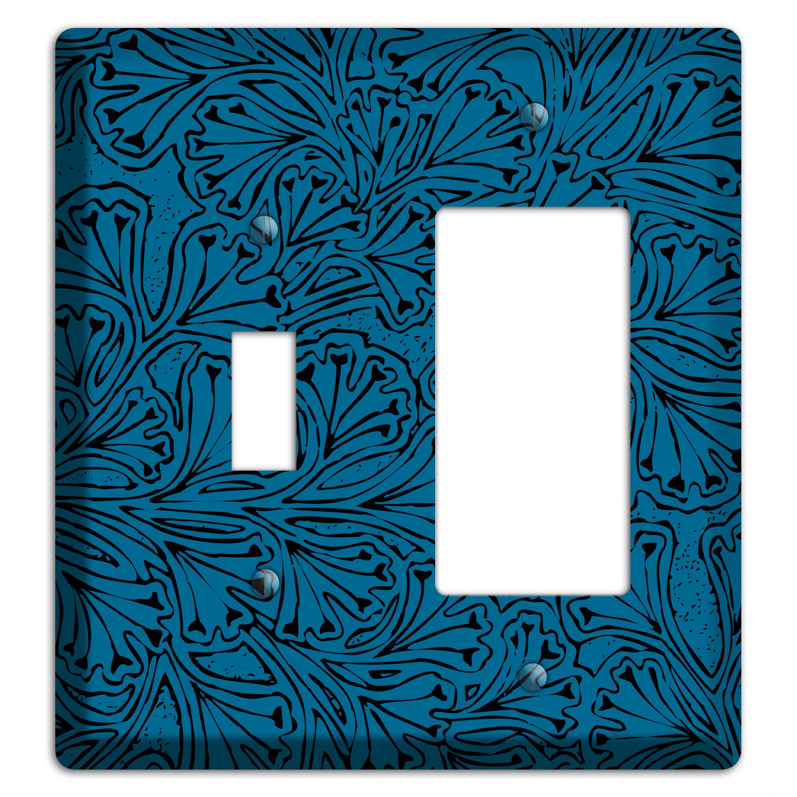 Deco Blue Interlocking Floral Toggle / Rocker Wallplate