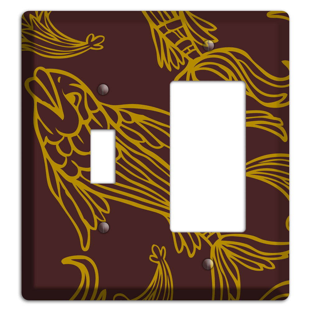 Brown and Beige Koi Toggle / Rocker Wallplate