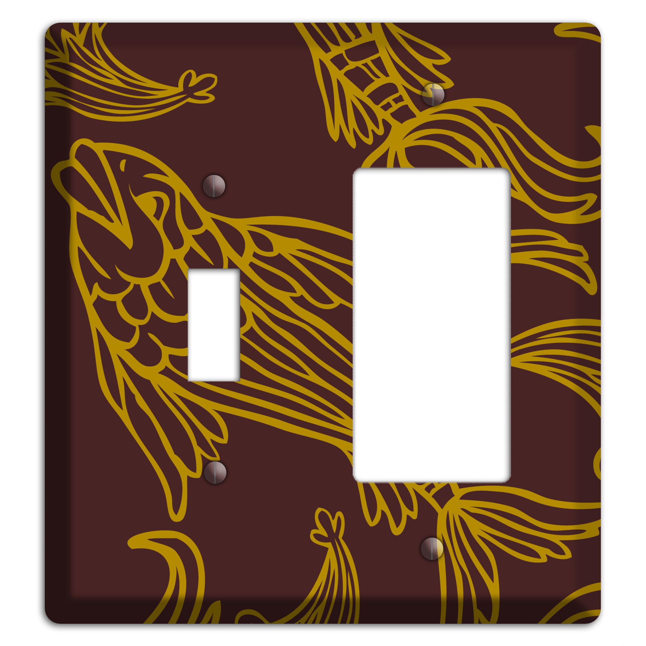 Brown and Beige Koi Toggle / Rocker Wallplate