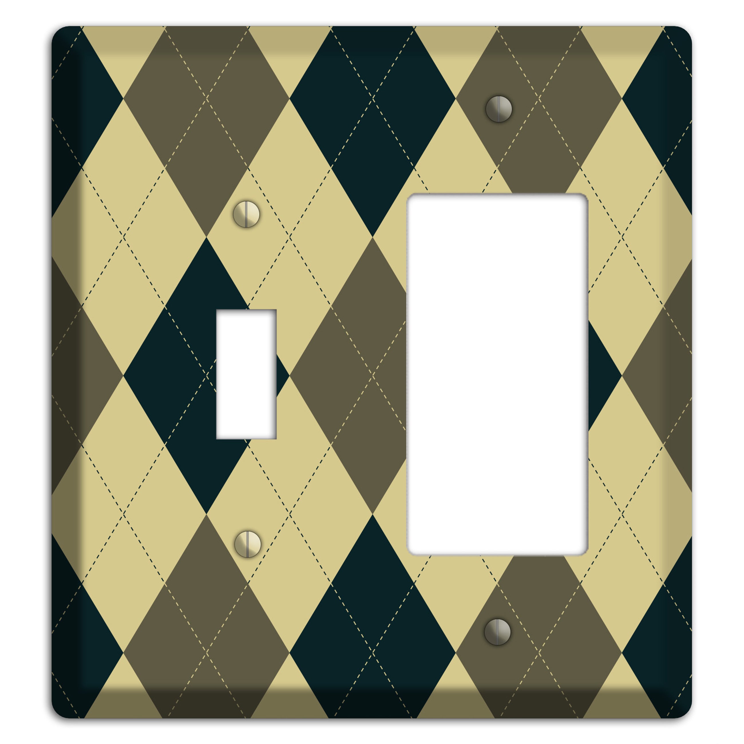 Multi Brown and Tan Argyle Toggle / Rocker Wallplate