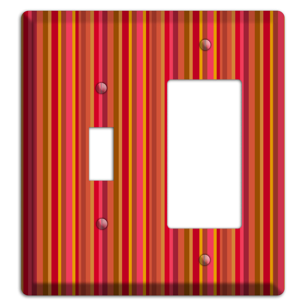 Multi Red Vertical Stripes Toggle / Rocker Wallplate