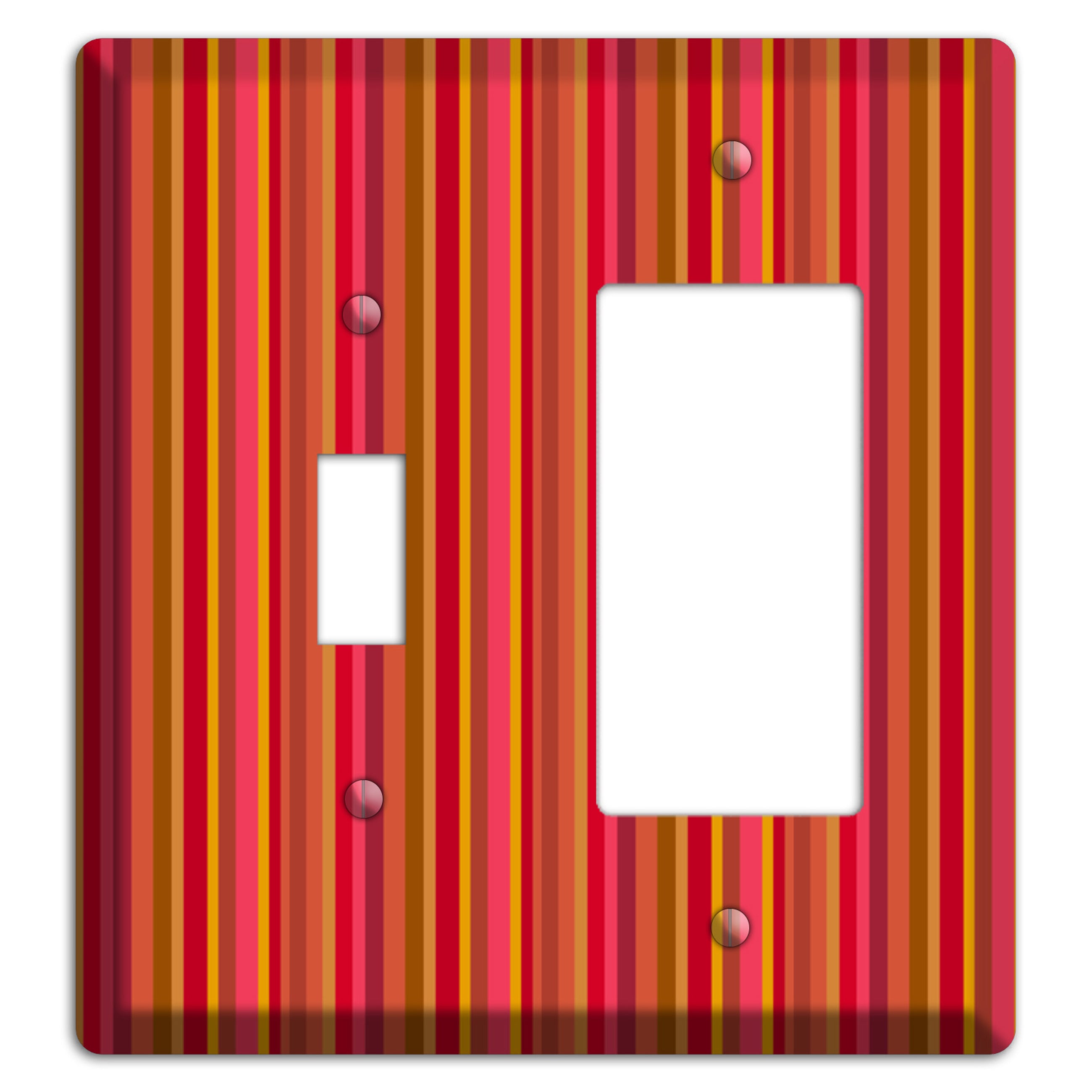 Multi Red Vertical Stripes Toggle / Rocker Wallplate