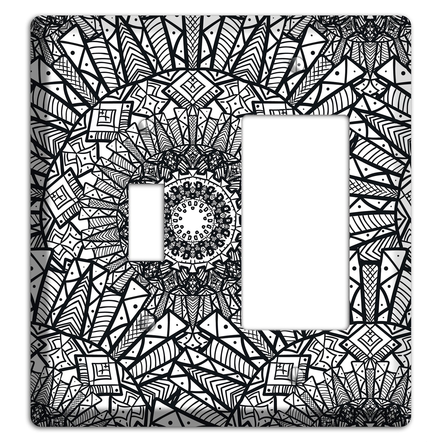 Mandala Black and White Style X Cover Plates Toggle / Rocker Wallplate