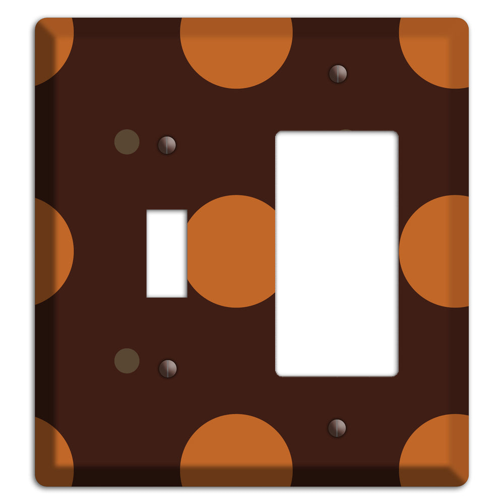 Brown with Umber and Brown Multi Tiled Medium Dots Toggle / Rocker Wallplate