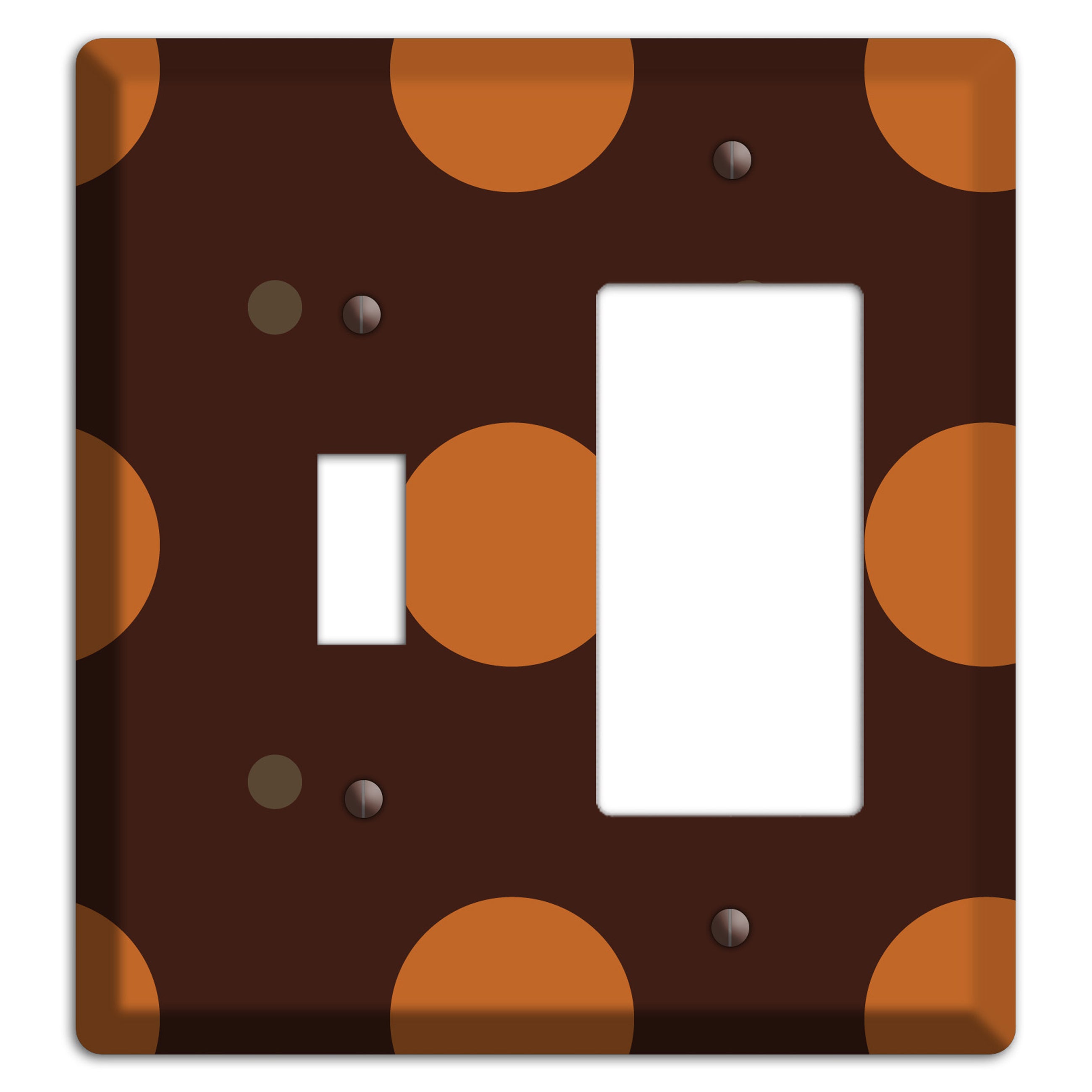 Brown with Umber and Brown Multi Tiled Medium Dots Toggle / Rocker Wallplate