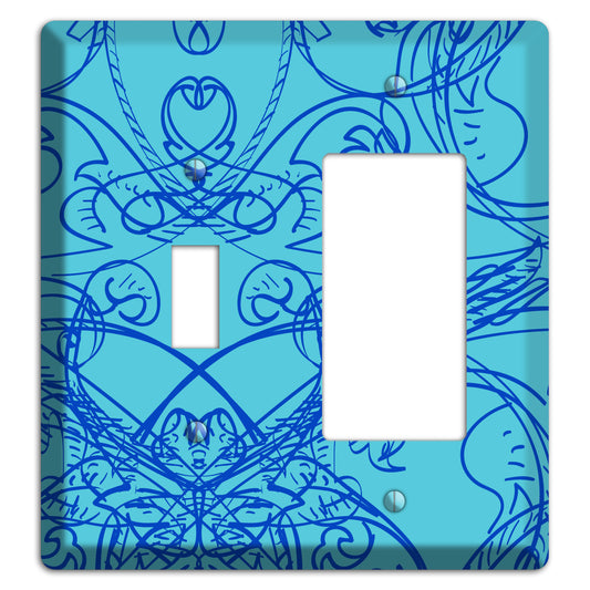 Turquoise Deco Sketch Toggle / Rocker Wallplate