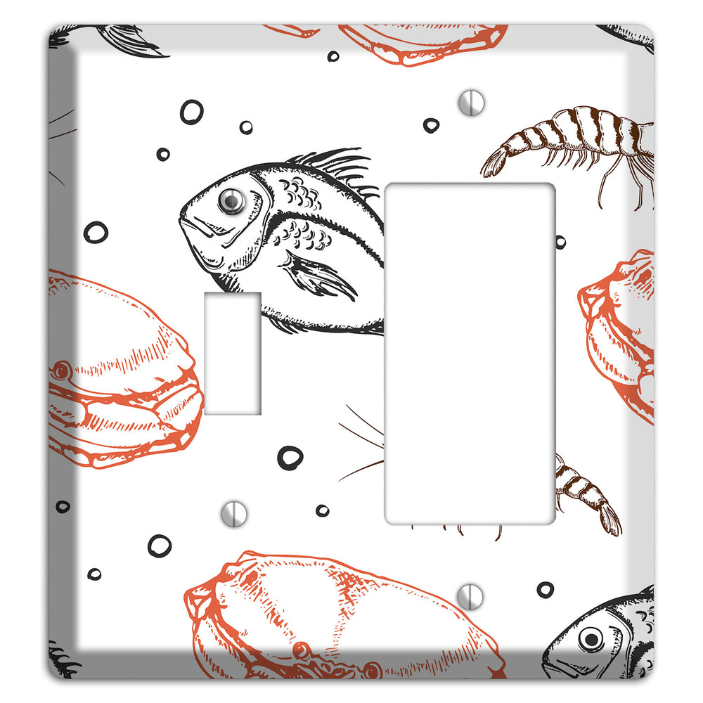 Mixed Sea Life Style 3 Toggle / Rocker Wallplate