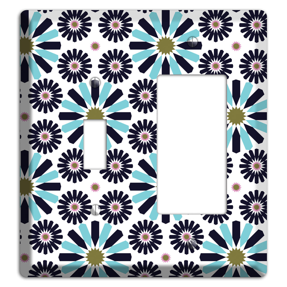 Dusty Blue and Olive Scandinavian Floral Toggle / Rocker Wallplate