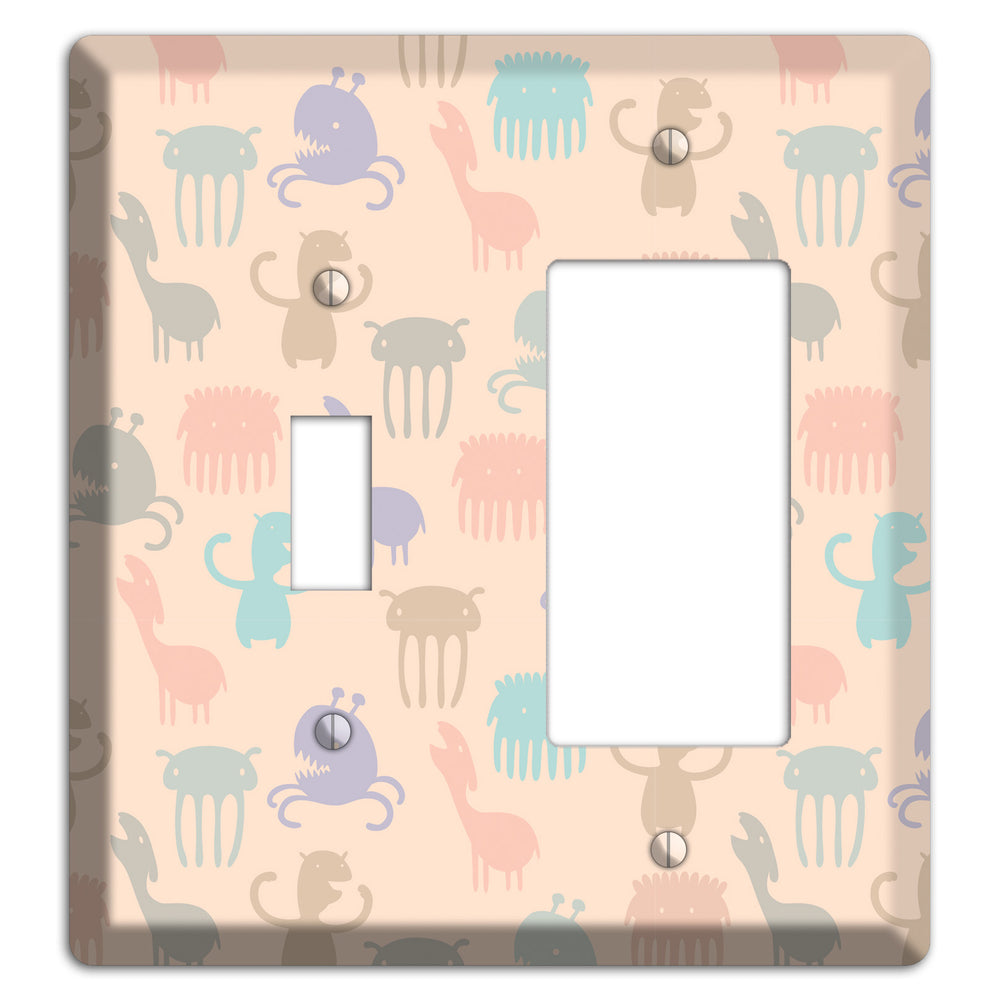 Green Grunge Floral Contour Toggle / Rocker Wallplate