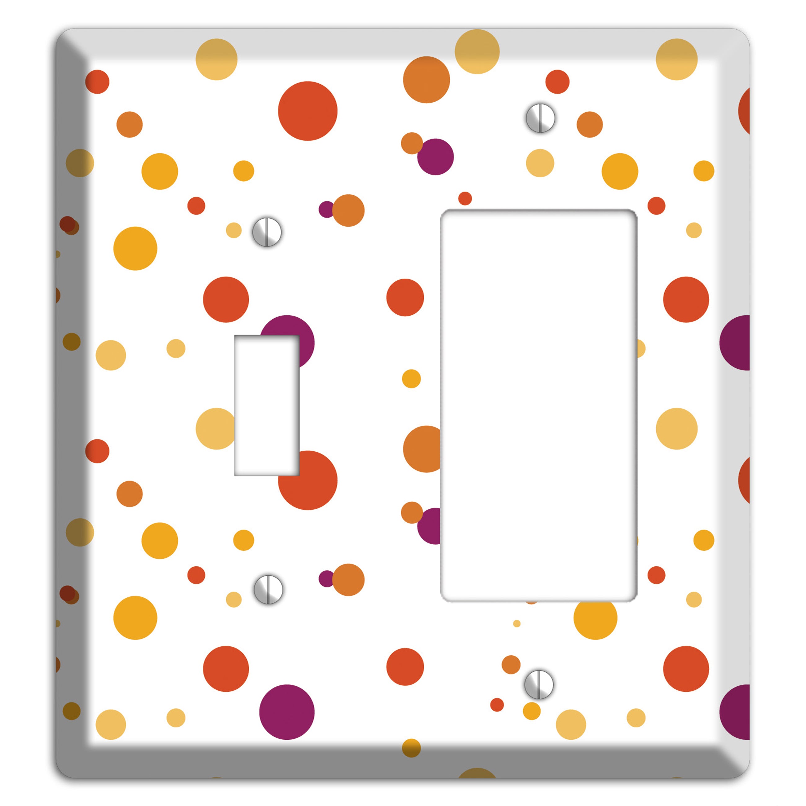 White with Multi Red and Umber Small Dots Toggle / Rocker Wallplate