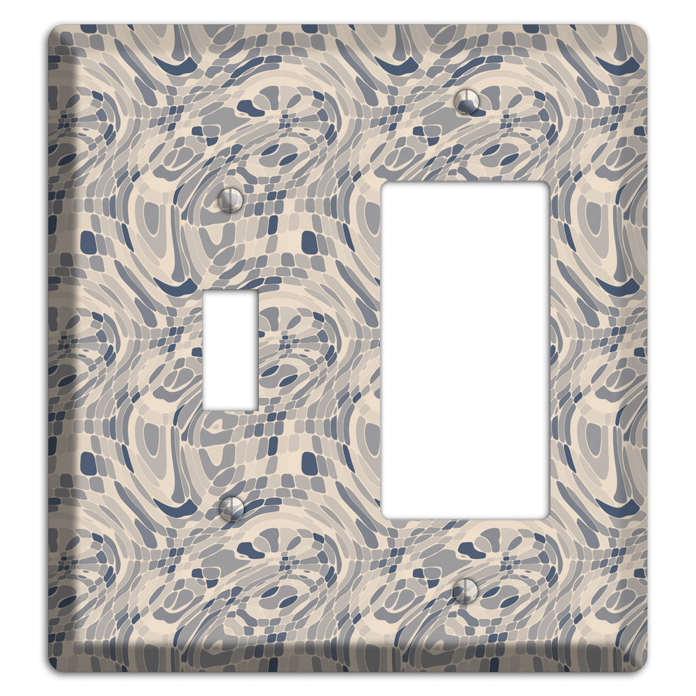 Blue and Beige Abstract 2 Toggle / Rocker Wallplate