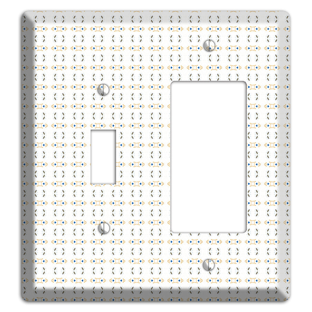White with Grey and Olive Simple Geometric Toggle / Rocker Wallplate