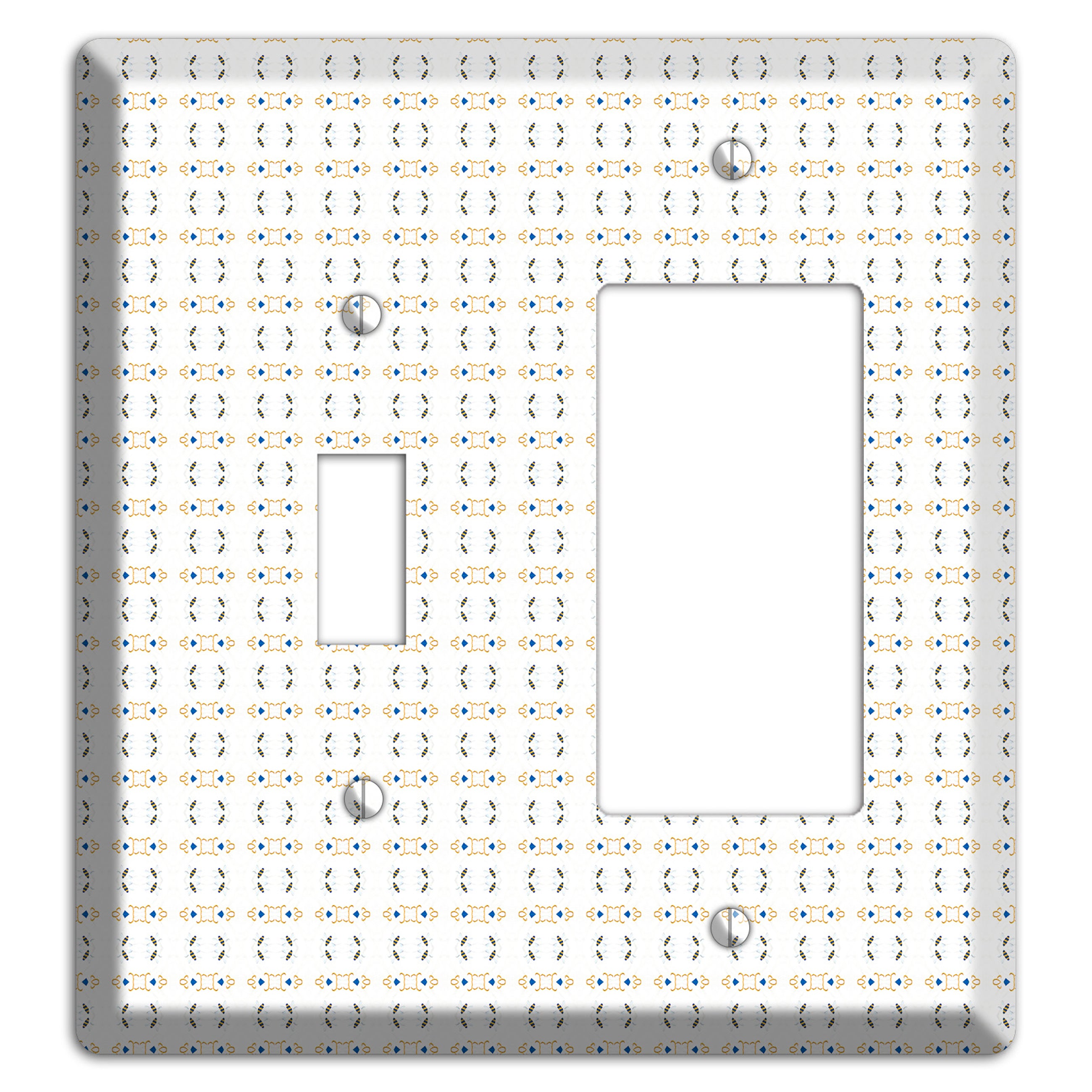 White with Grey and Olive Simple Geometric Toggle / Rocker Wallplate