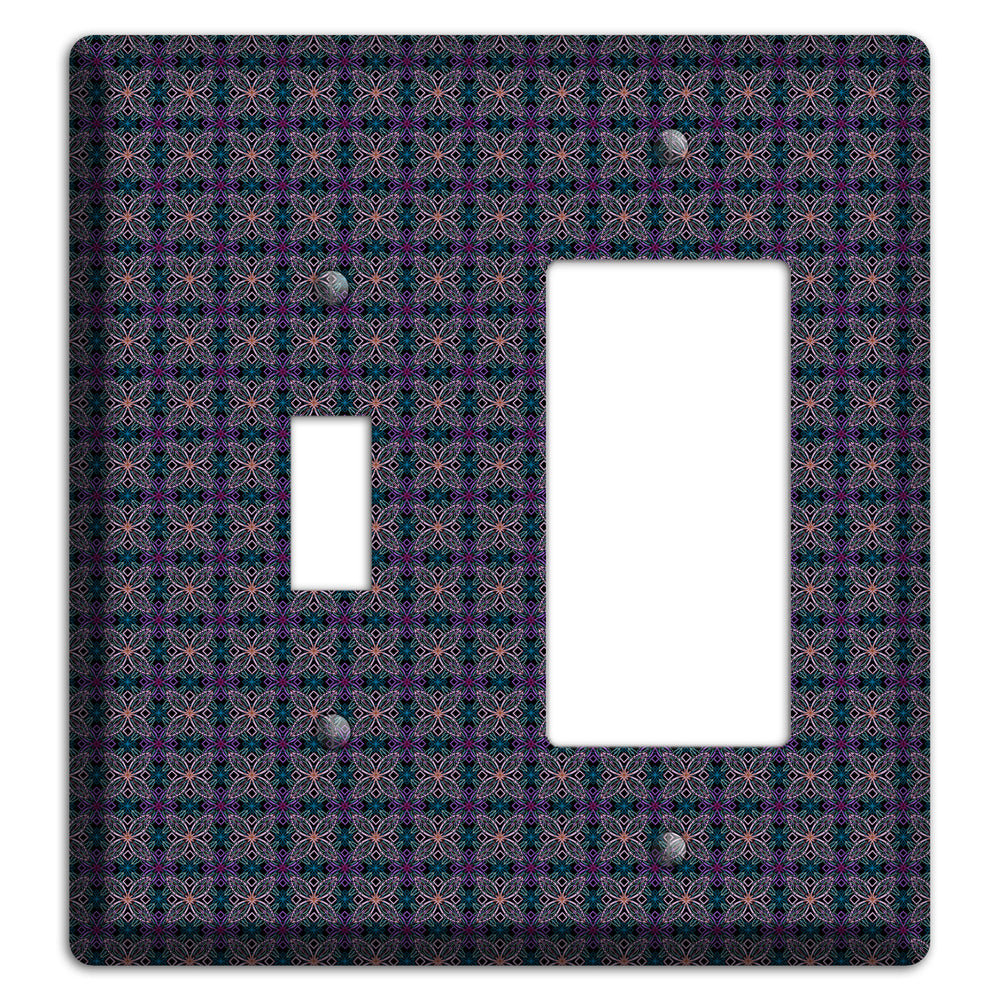 Purple and Green Tiled Floral Foulard Toggle / Rocker Wallplate