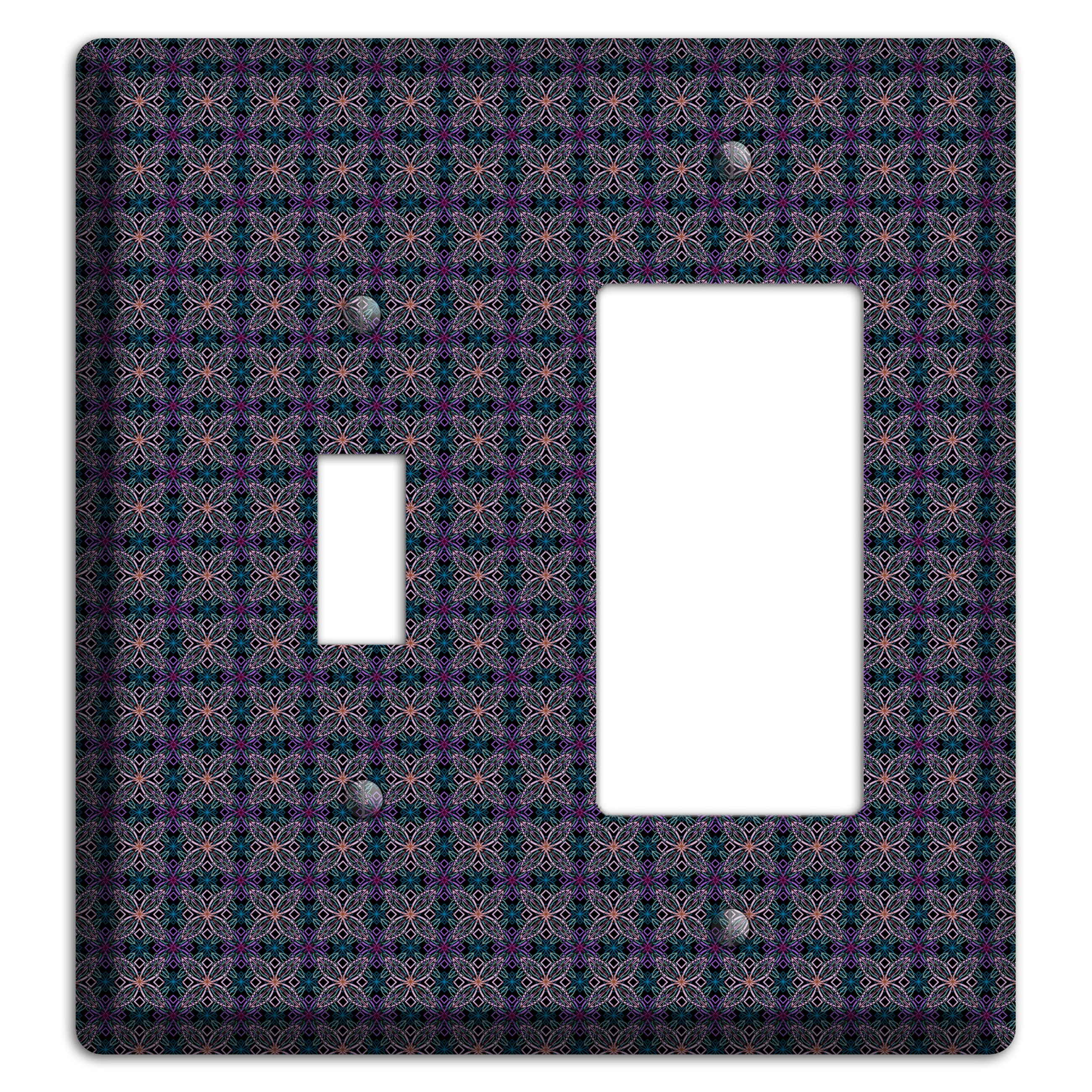 Purple and Green Tiled Floral Foulard Toggle / Rocker Wallplate