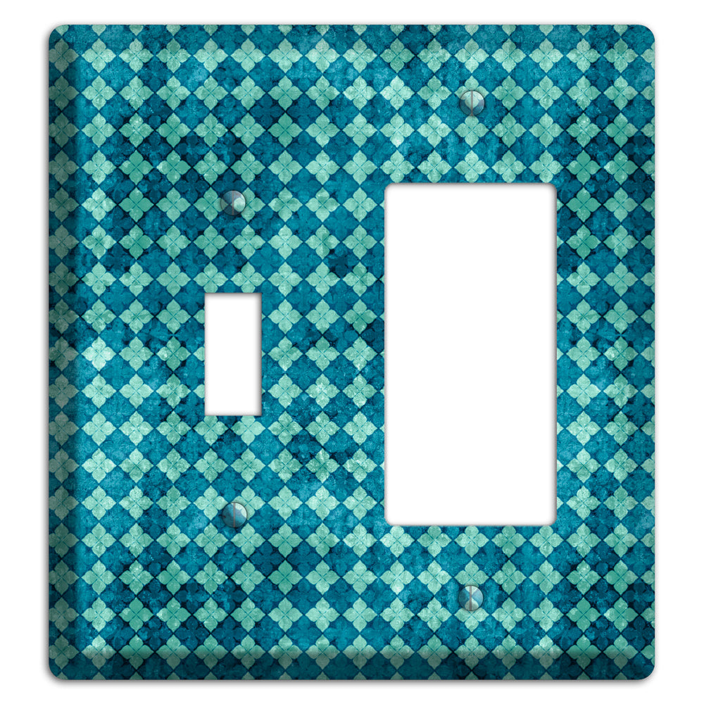Turquoise Grunge Diamond 2 Toggle / Rocker Wallplate