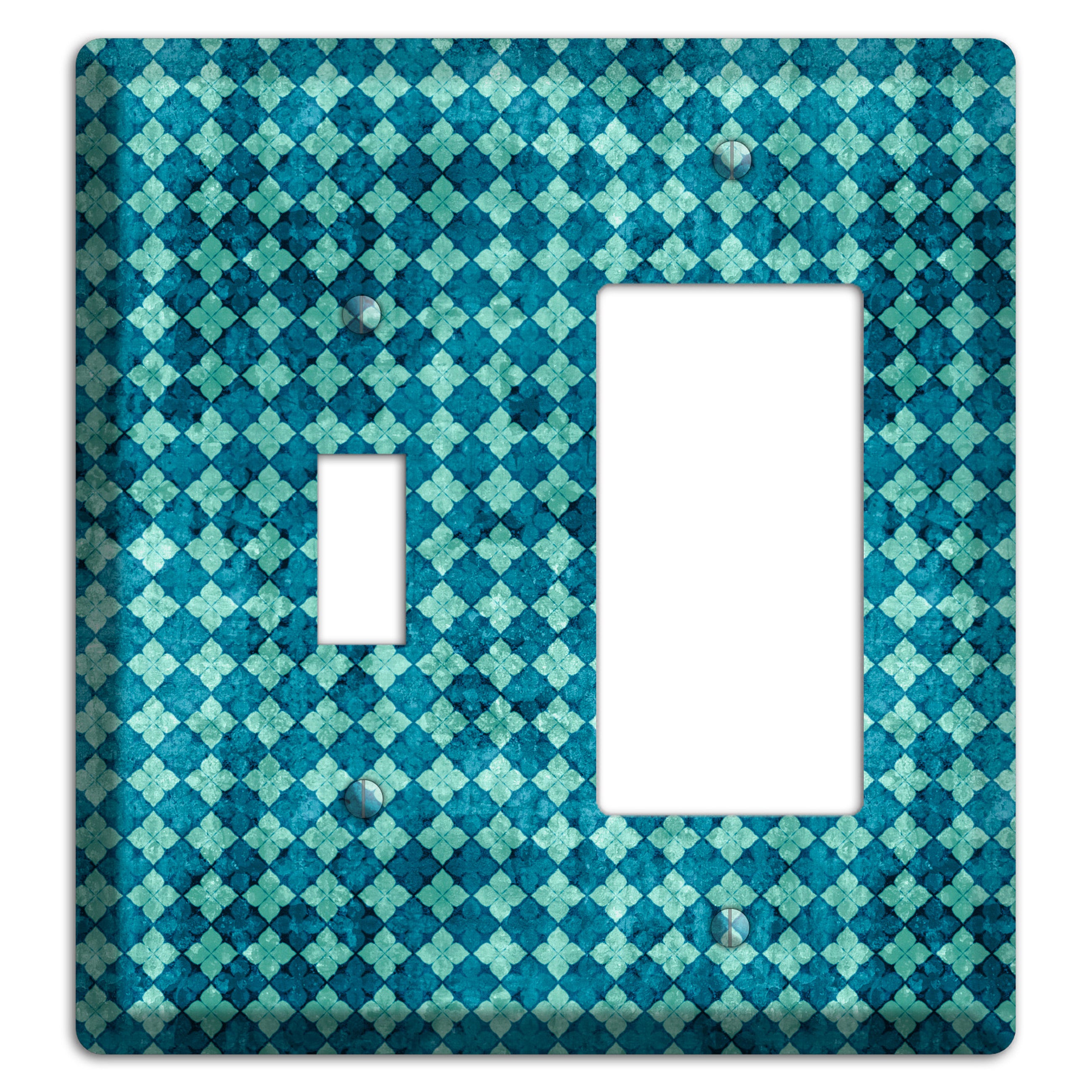 Turquoise Grunge Diamond 2 Toggle / Rocker Wallplate