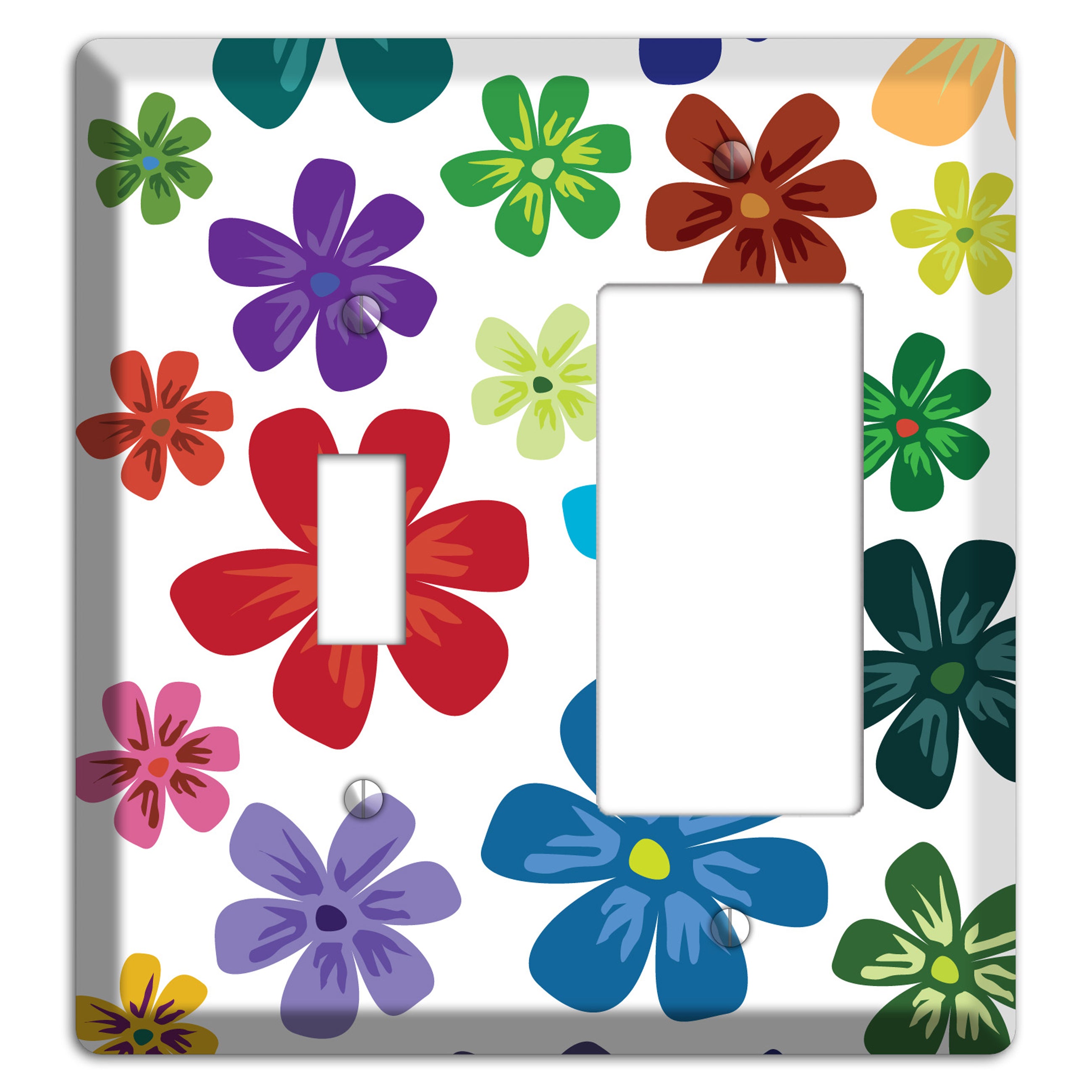 White Flowers Toggle / Rocker Wallplate