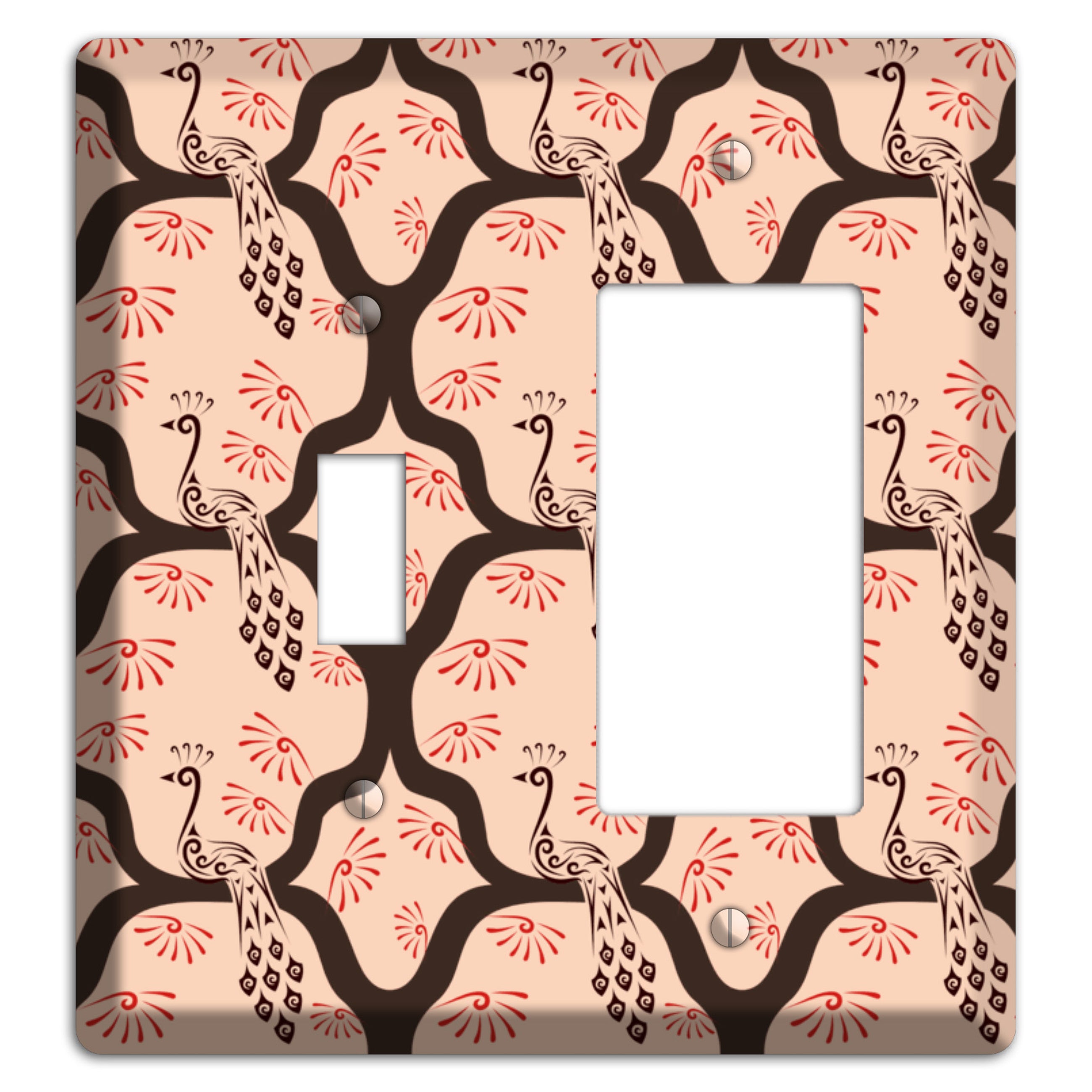 Light Quatrefoil Peacock Toggle / Rocker Wallplate
