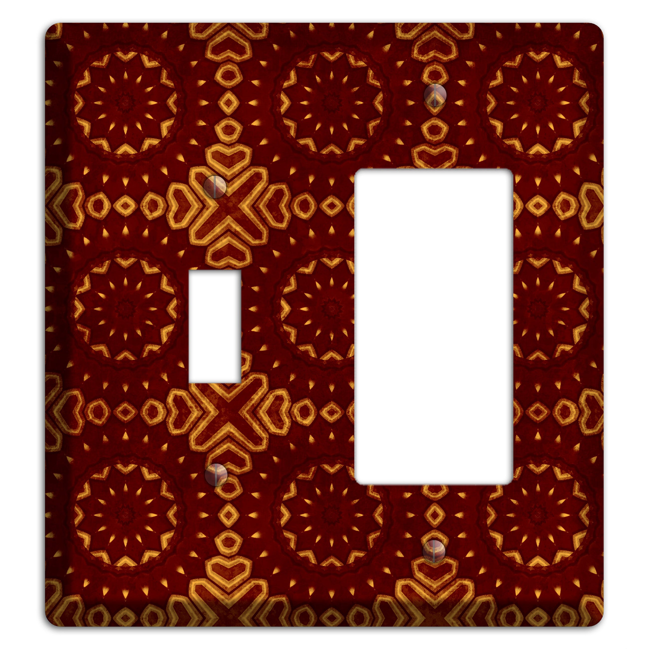 Maroon Grunge Suzani 3 Toggle / Rocker Wallplate
