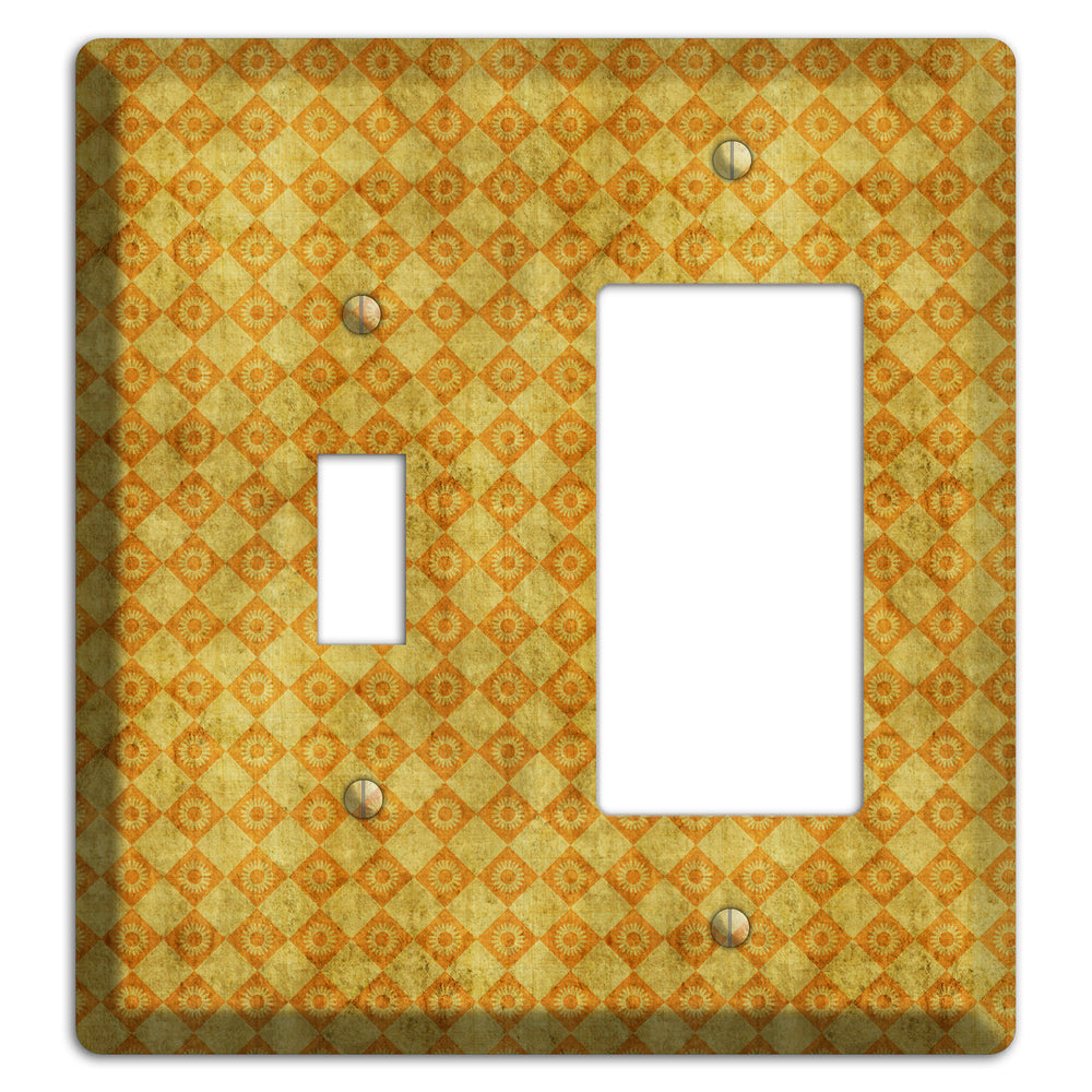 Mustard Diamond Circles Toggle / Rocker Wallplate
