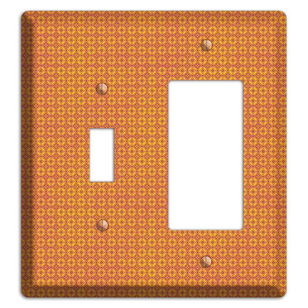 Multi Orange Arabesque Toggle / Rocker Wallplate