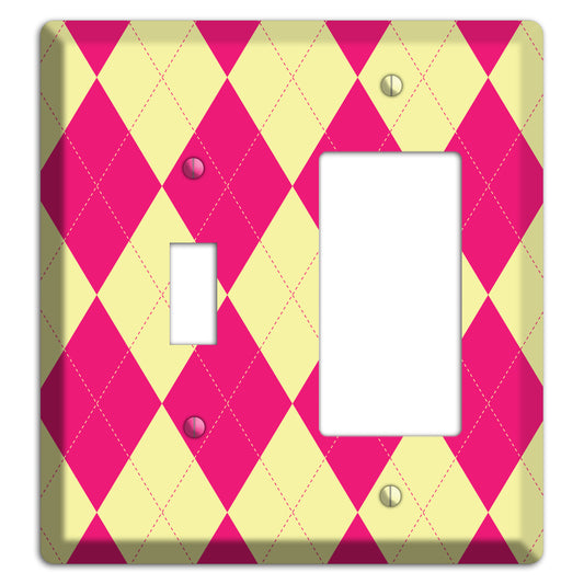 Pink and Yellow Argyle Toggle / Rocker Wallplate