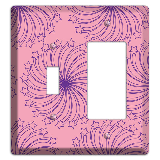 Pink with Purple Star Swirl Toggle / Rocker Wallplate