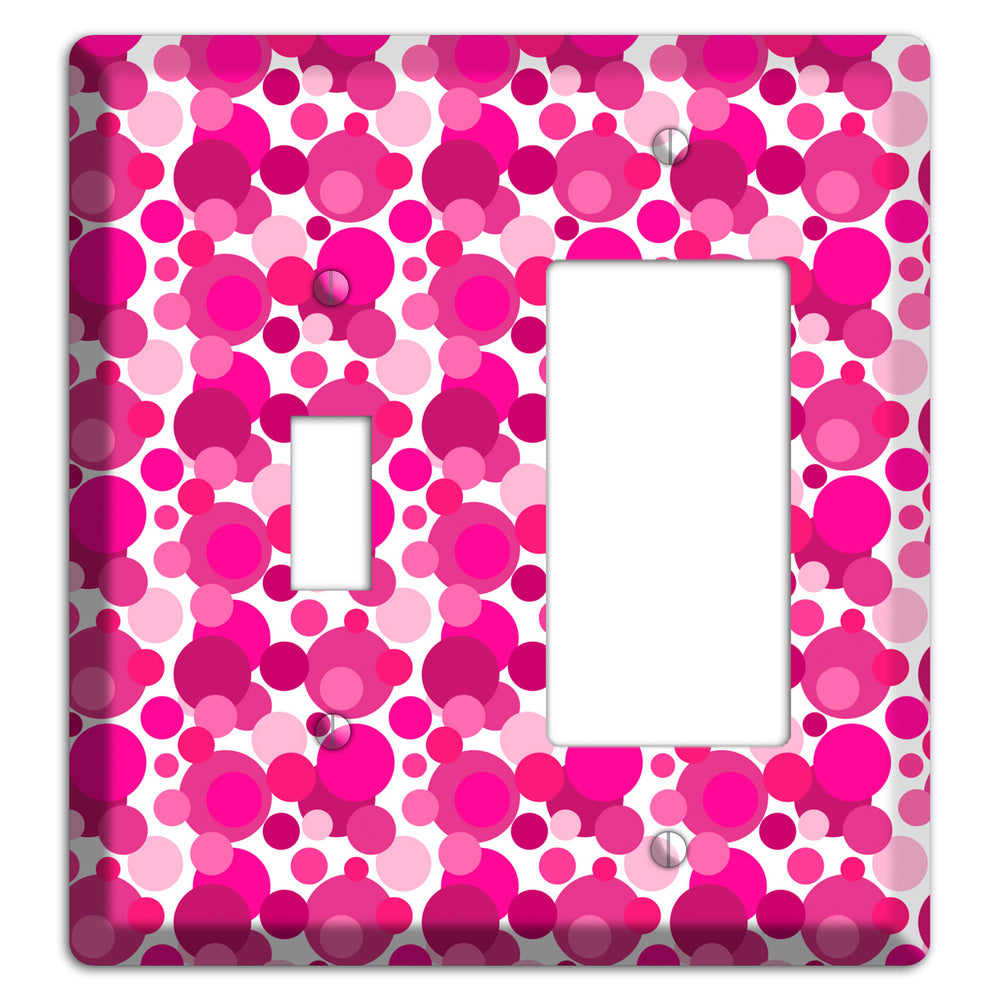 Multi Fuschia Bubble Dots Toggle / Rocker Wallplate