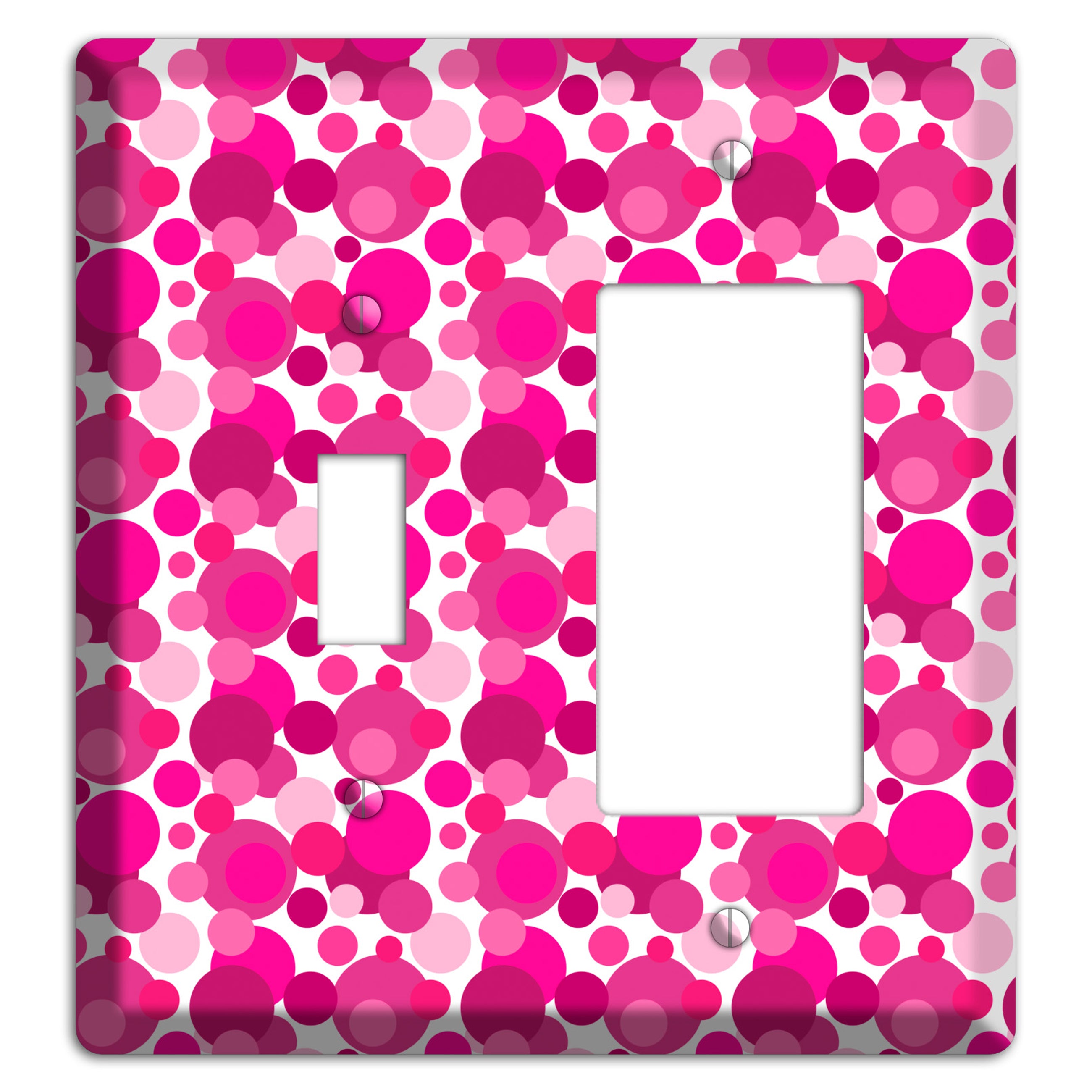 Multi Fuschia Bubble Dots Toggle / Rocker Wallplate