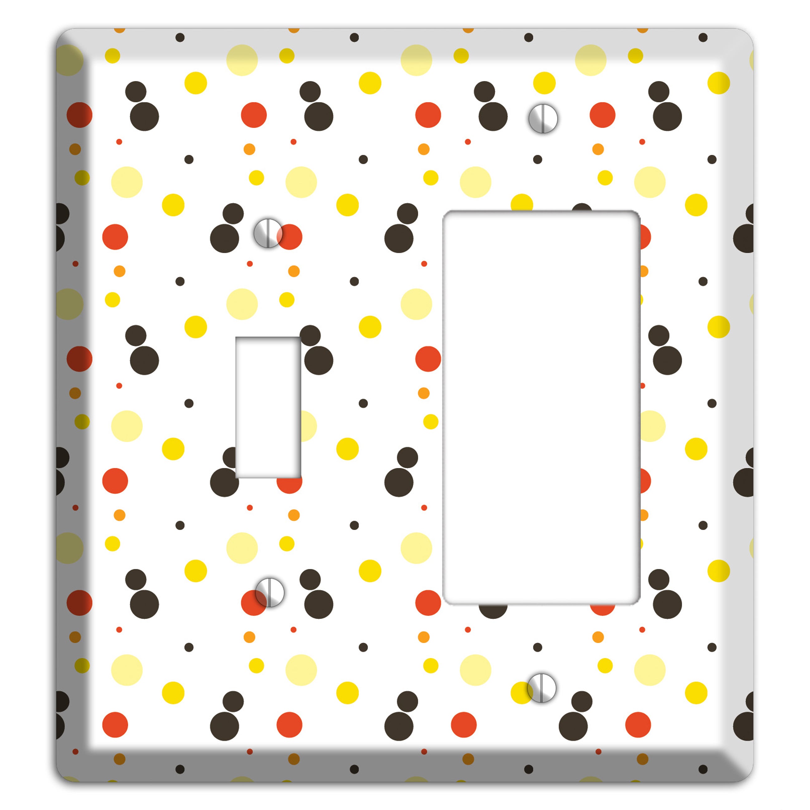 White With Black Maroon Olive Tiny Dots Toggle / Rocker Wallplate