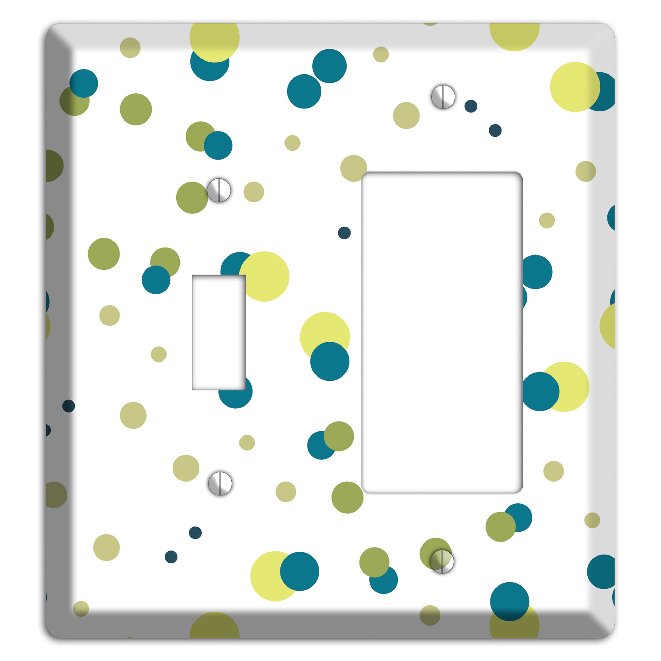 Multi Olive and Jade Small Dots Toggle / Rocker Wallplate