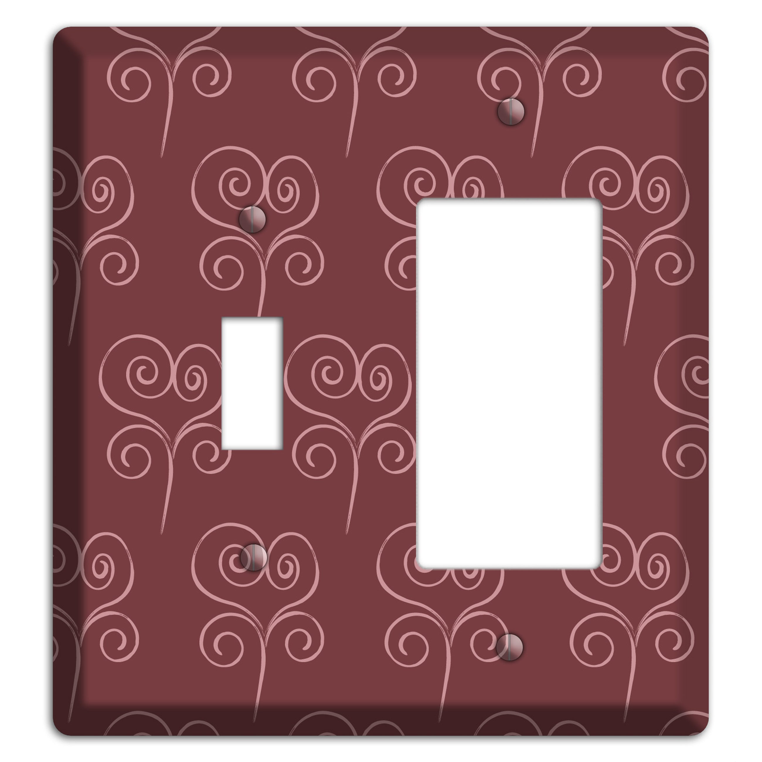 Maroon Scroll Heart Toggle / Rocker Wallplate