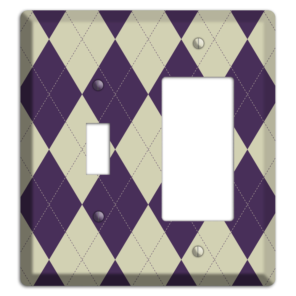 Purple and Tan Argyle Toggle / Rocker Wallplate