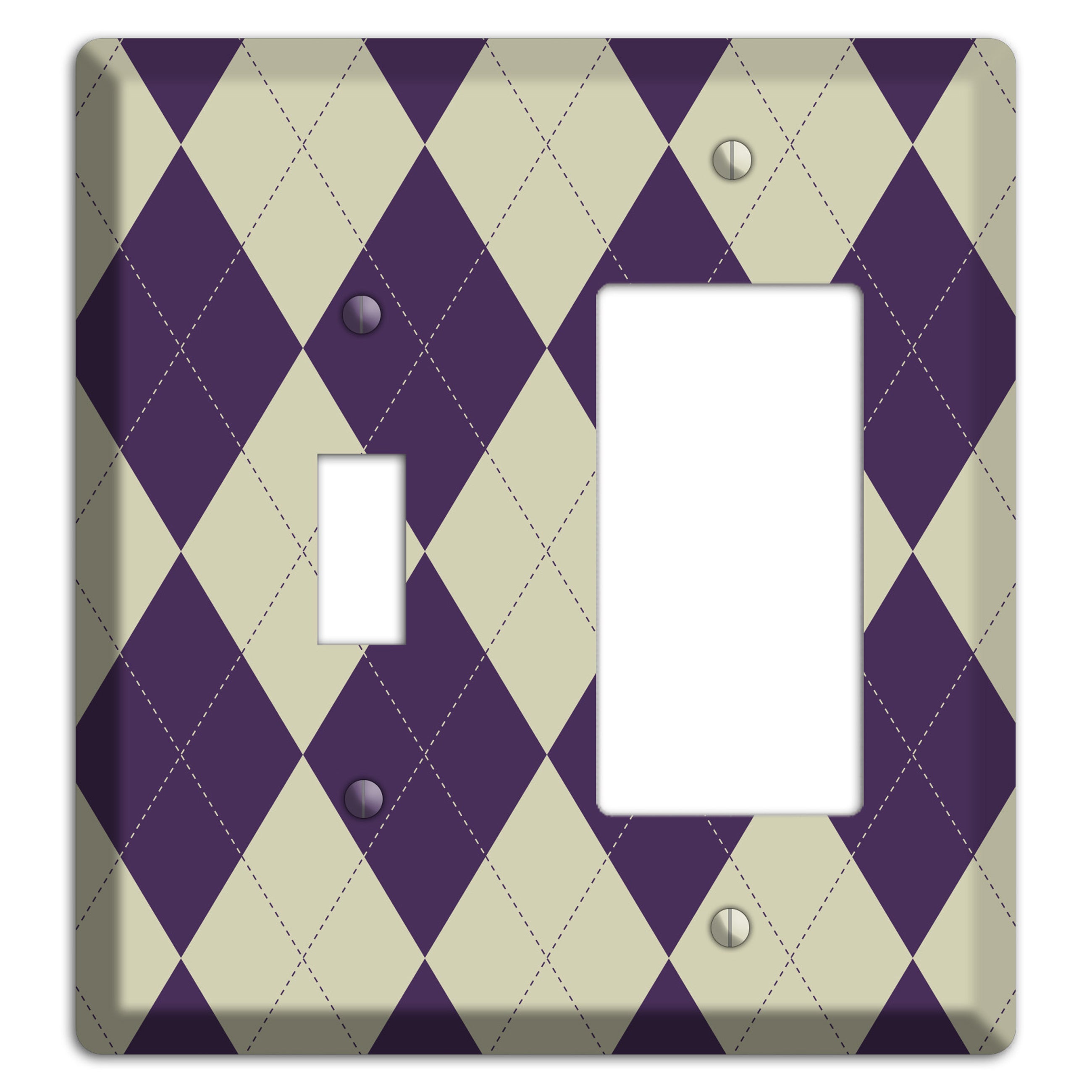 Purple and Tan Argyle Toggle / Rocker Wallplate