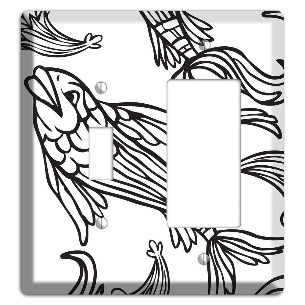 White and Black Koi Toggle / Rocker Wallplate