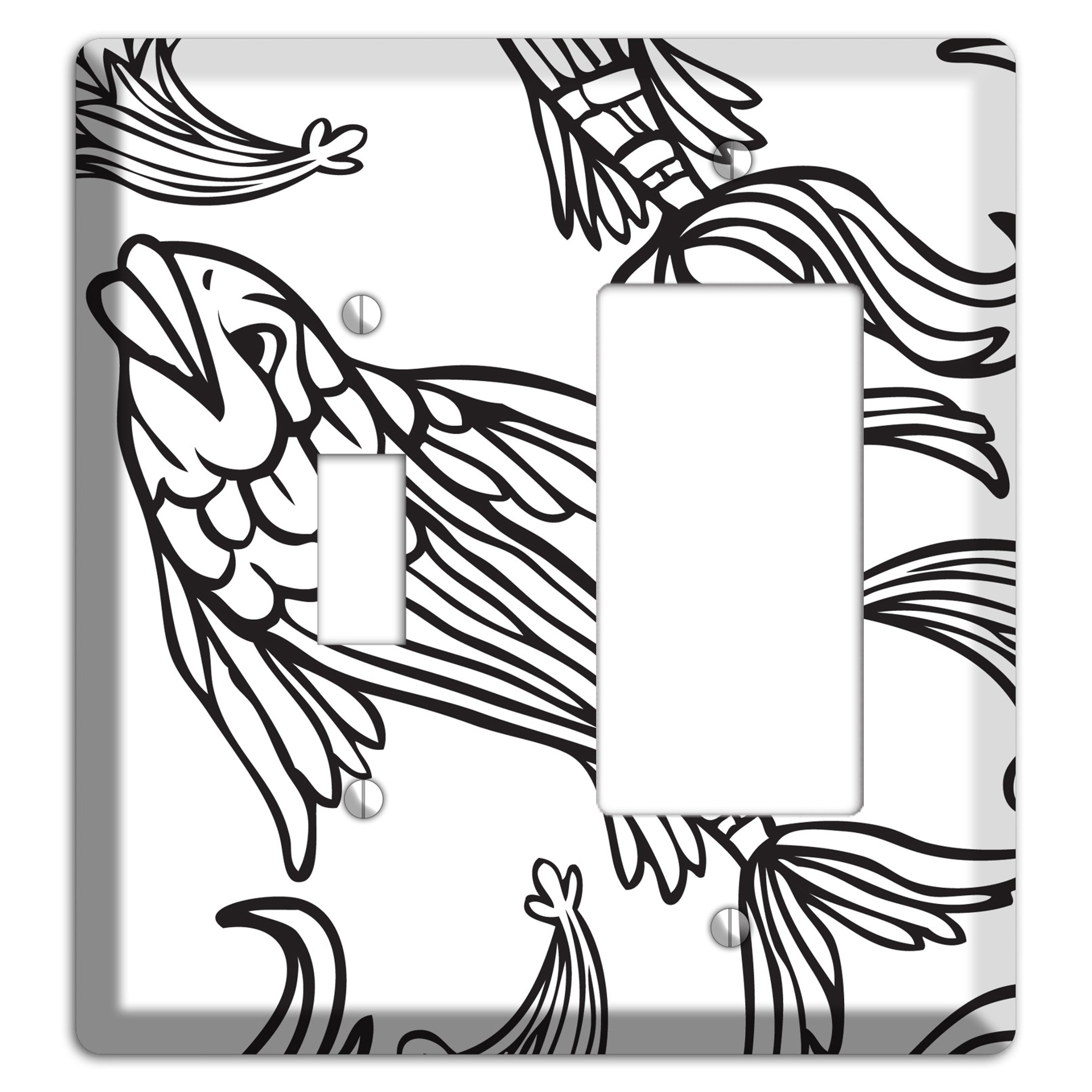 White and Black Koi Toggle / Rocker Wallplate