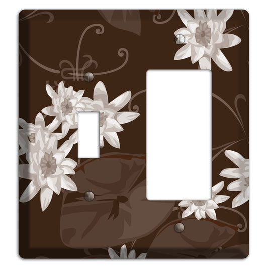 Brown with White Blooms Toggle / Rocker Wallplate