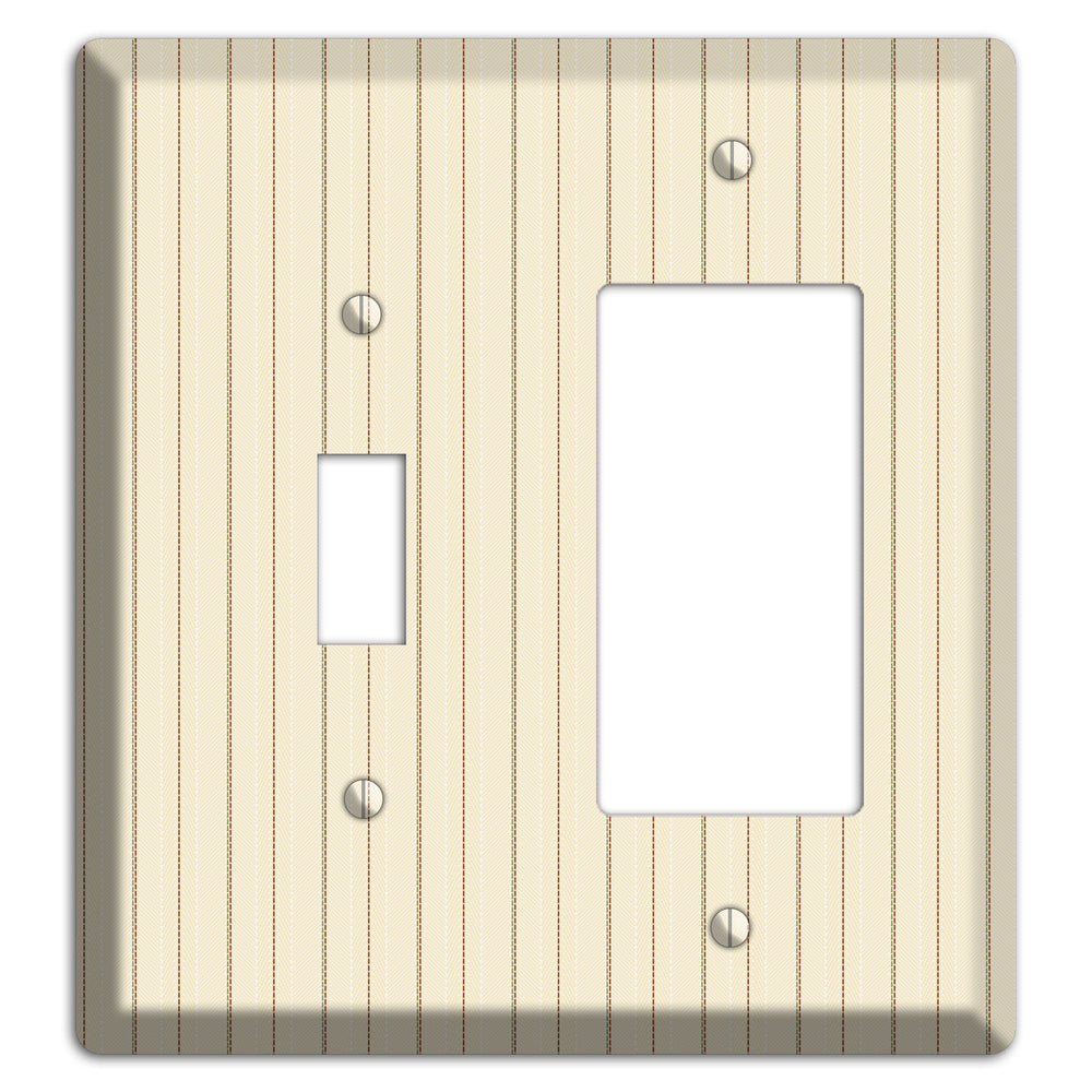 Off White Pinstripe Toggle / Rocker Wallplate