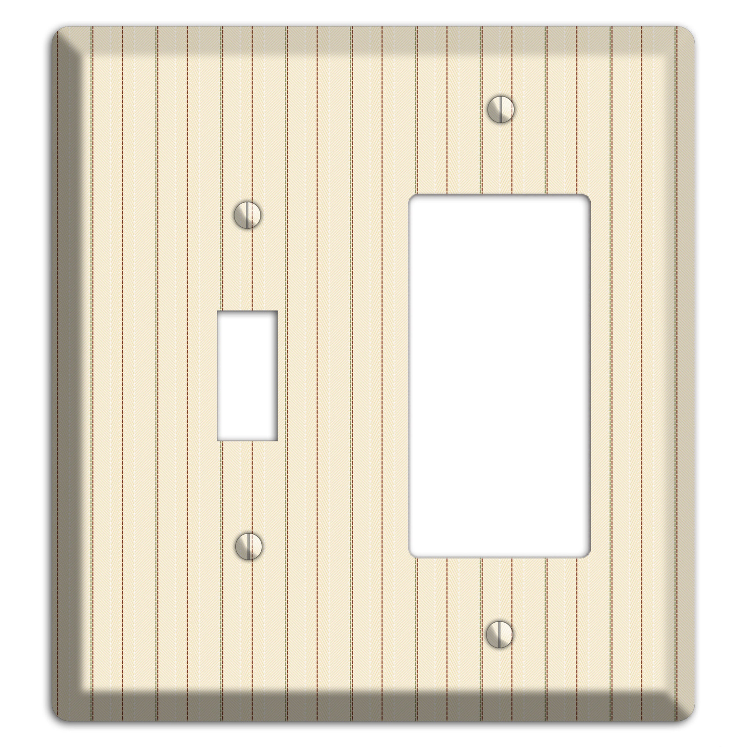 Off White Pinstripe Toggle / Rocker Wallplate