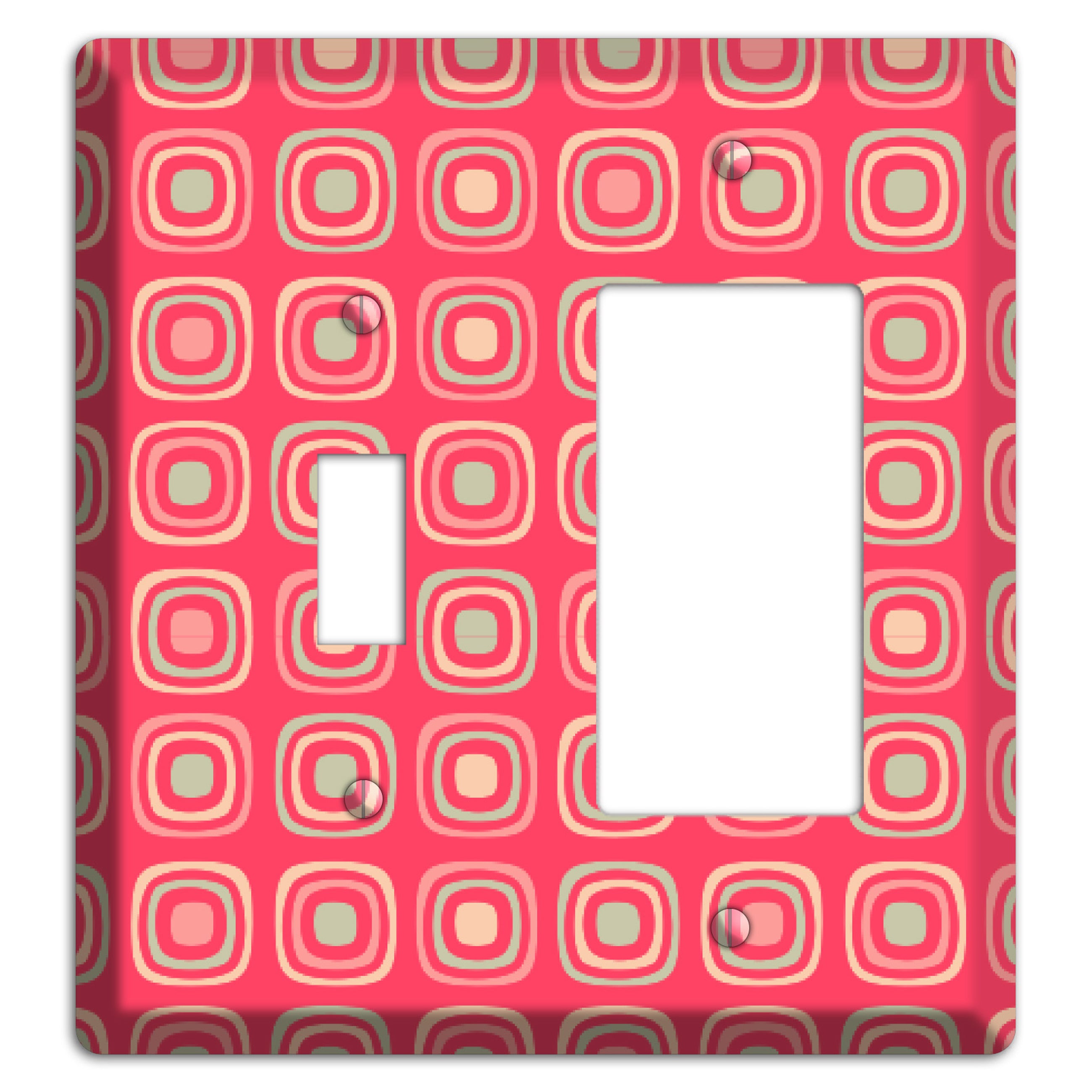 Multo Pink Retro Squares Toggle / Rocker Wallplate