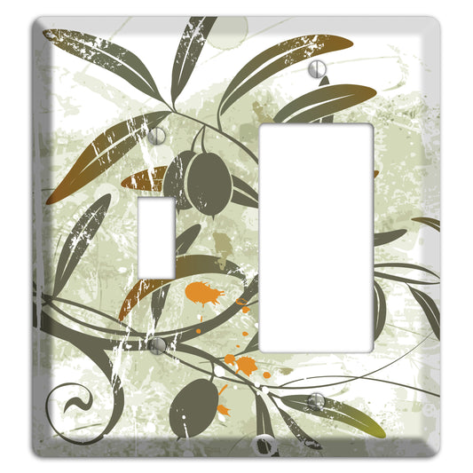 Green Olive Foliage Toggle / Rocker Wallplate