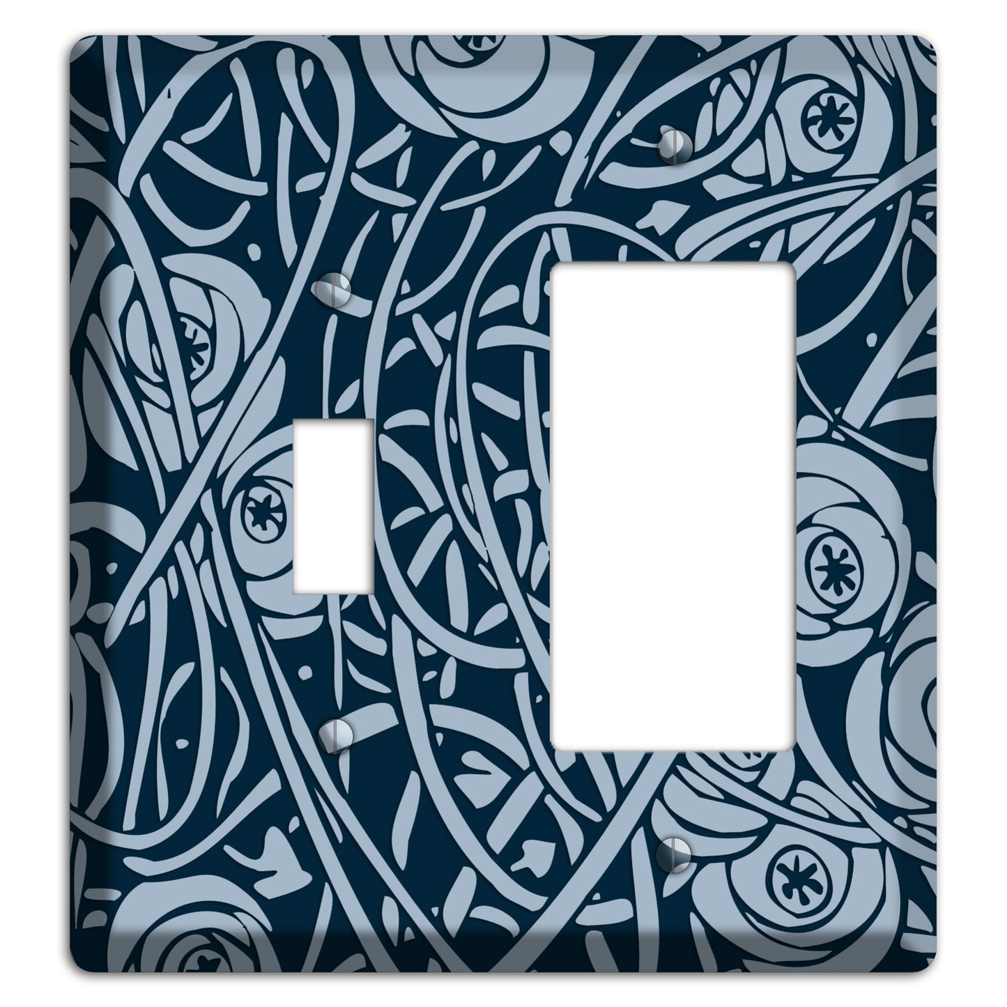 Navy Abstract Floral Toggle / Rocker Wallplate