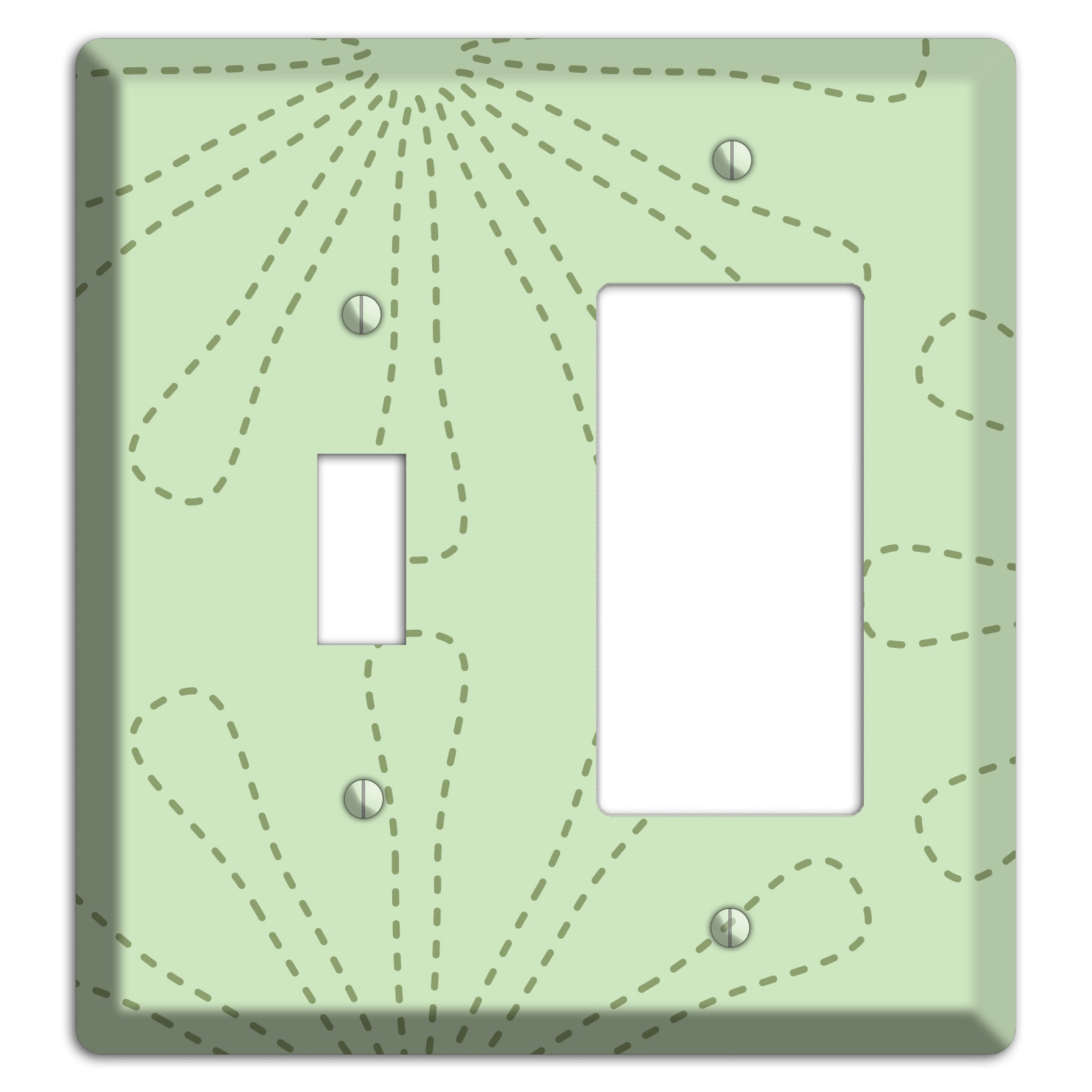Sage Retro Stipple Floral Contour Toggle / Rocker Wallplate