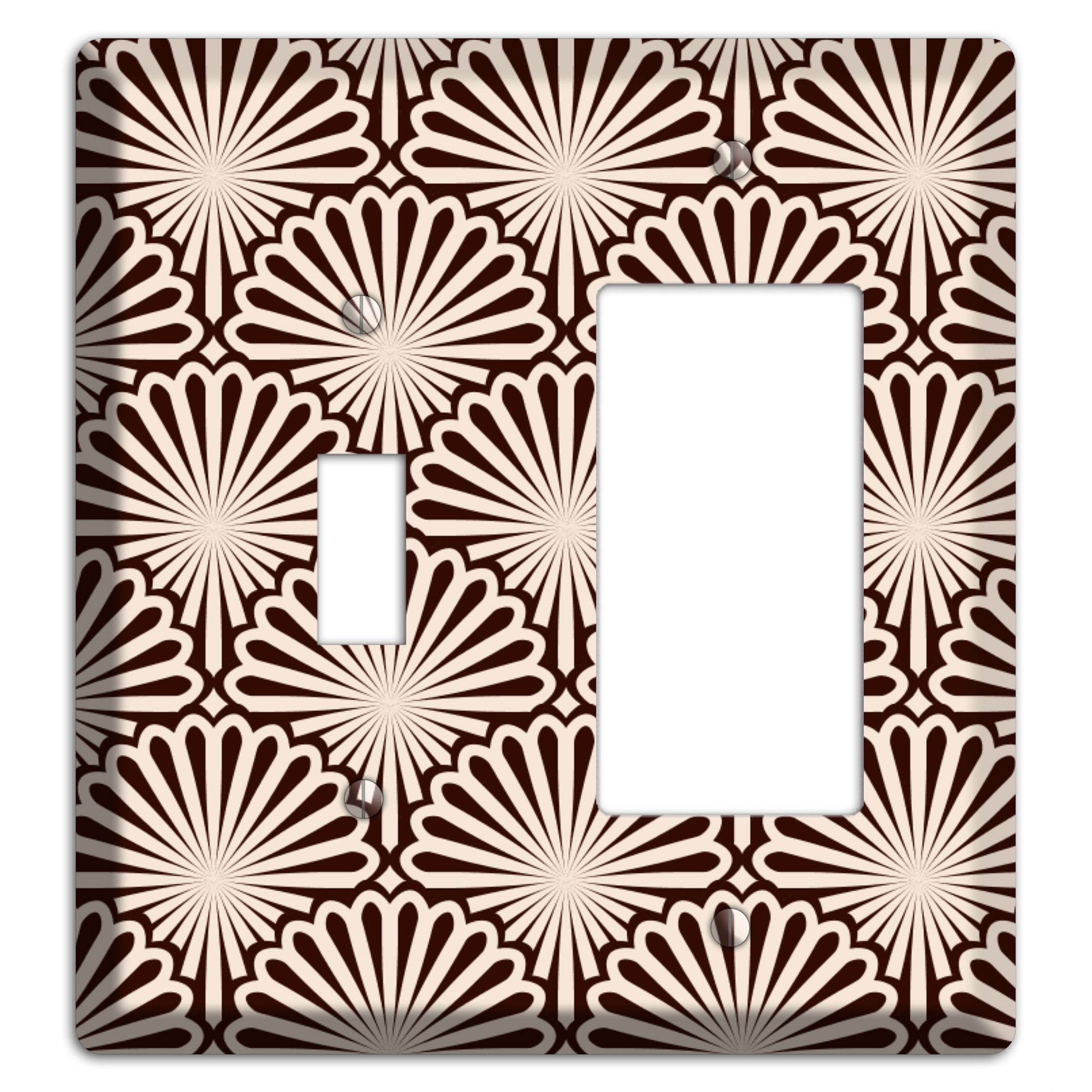 Black and White Deco Scallop Fans Toggle / Rocker Wallplate
