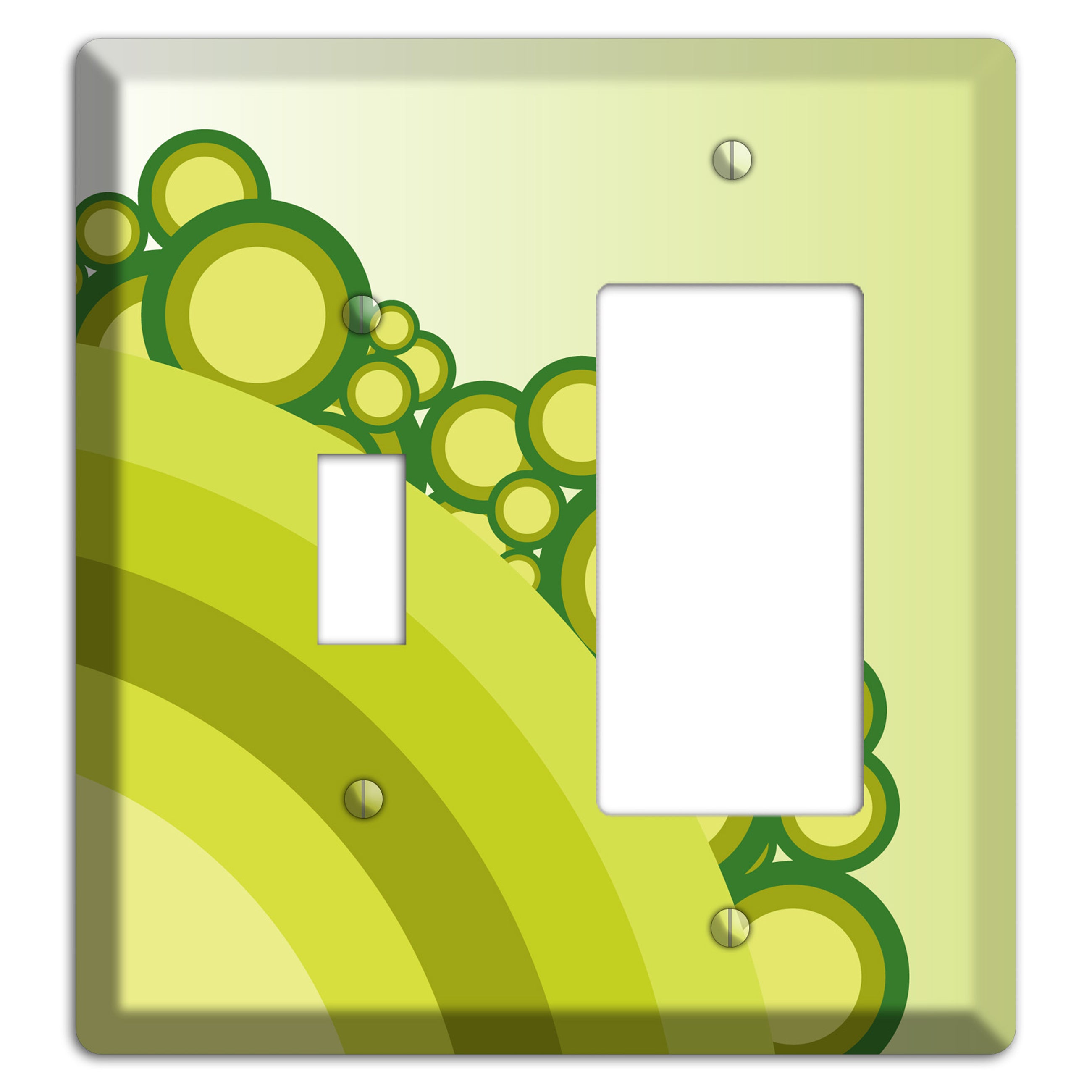 Green Rainbow Dots Toggle / Rocker Wallplate