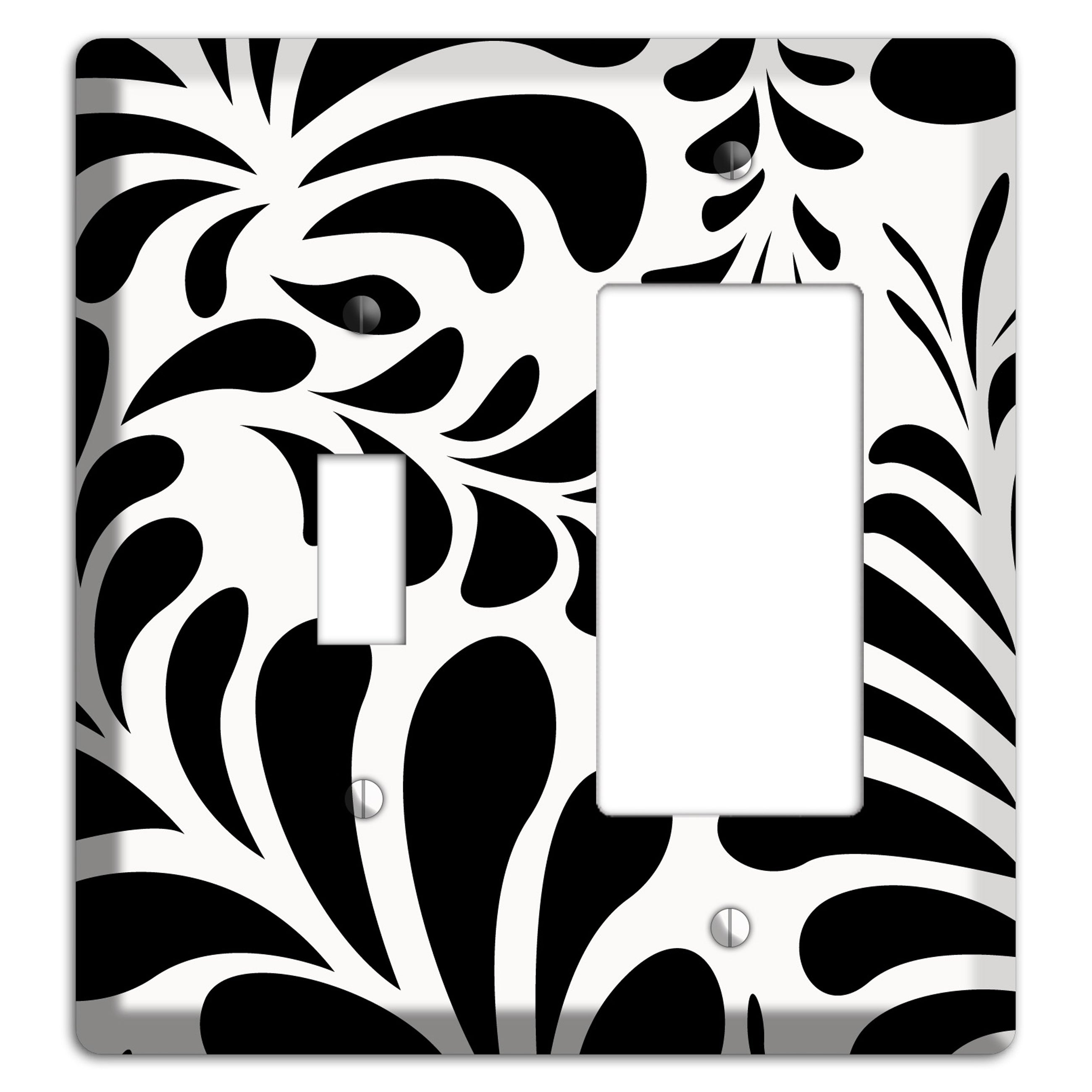 White with Black Herati Toggle / Rocker Wallplate
