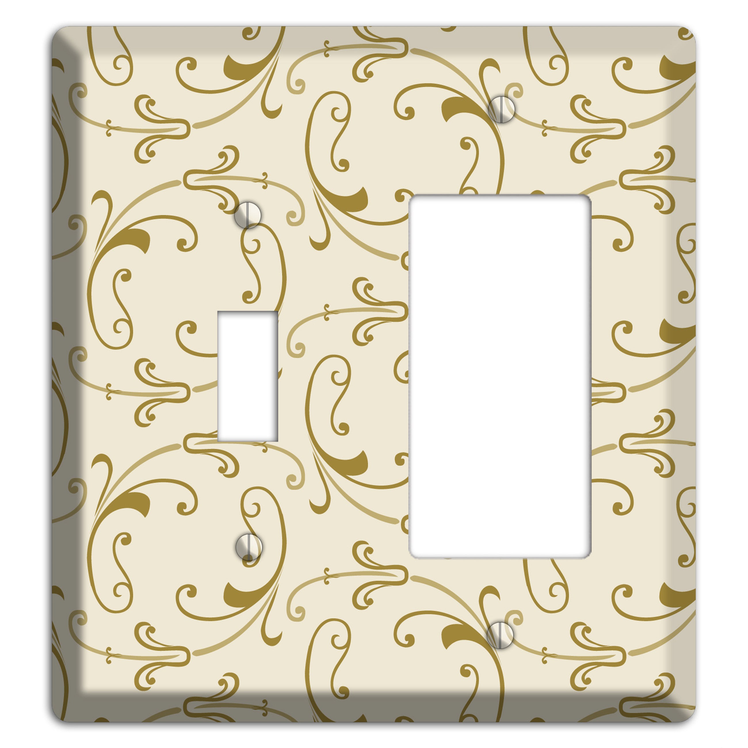 Off White with Gold Victorian Sprig Toggle / Rocker Wallplate