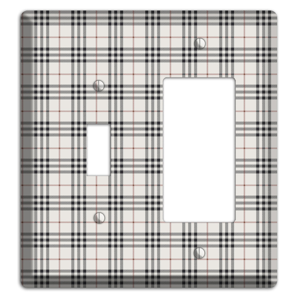 White and Black Plaid Toggle / Rocker Wallplate