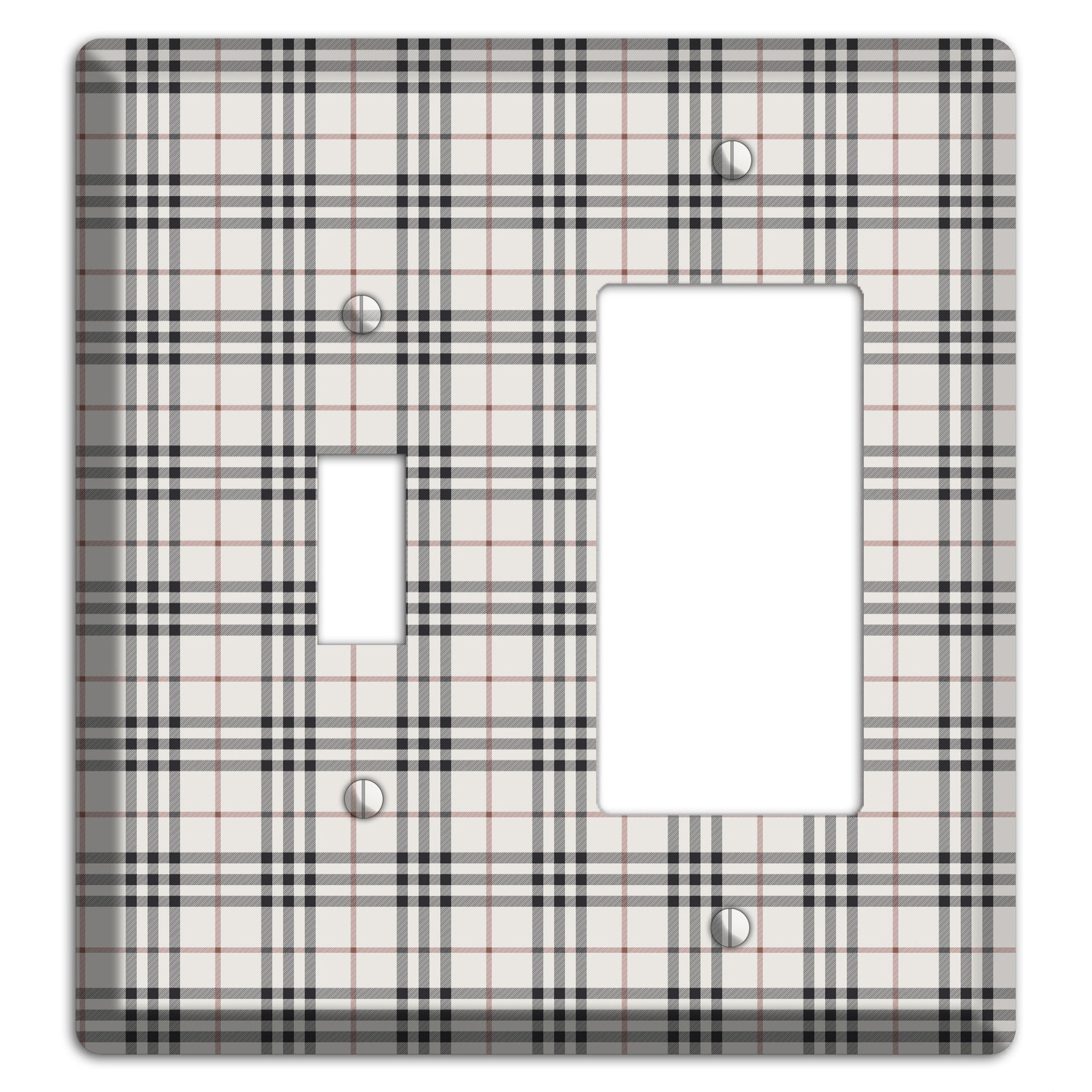 White and Black Plaid Toggle / Rocker Wallplate